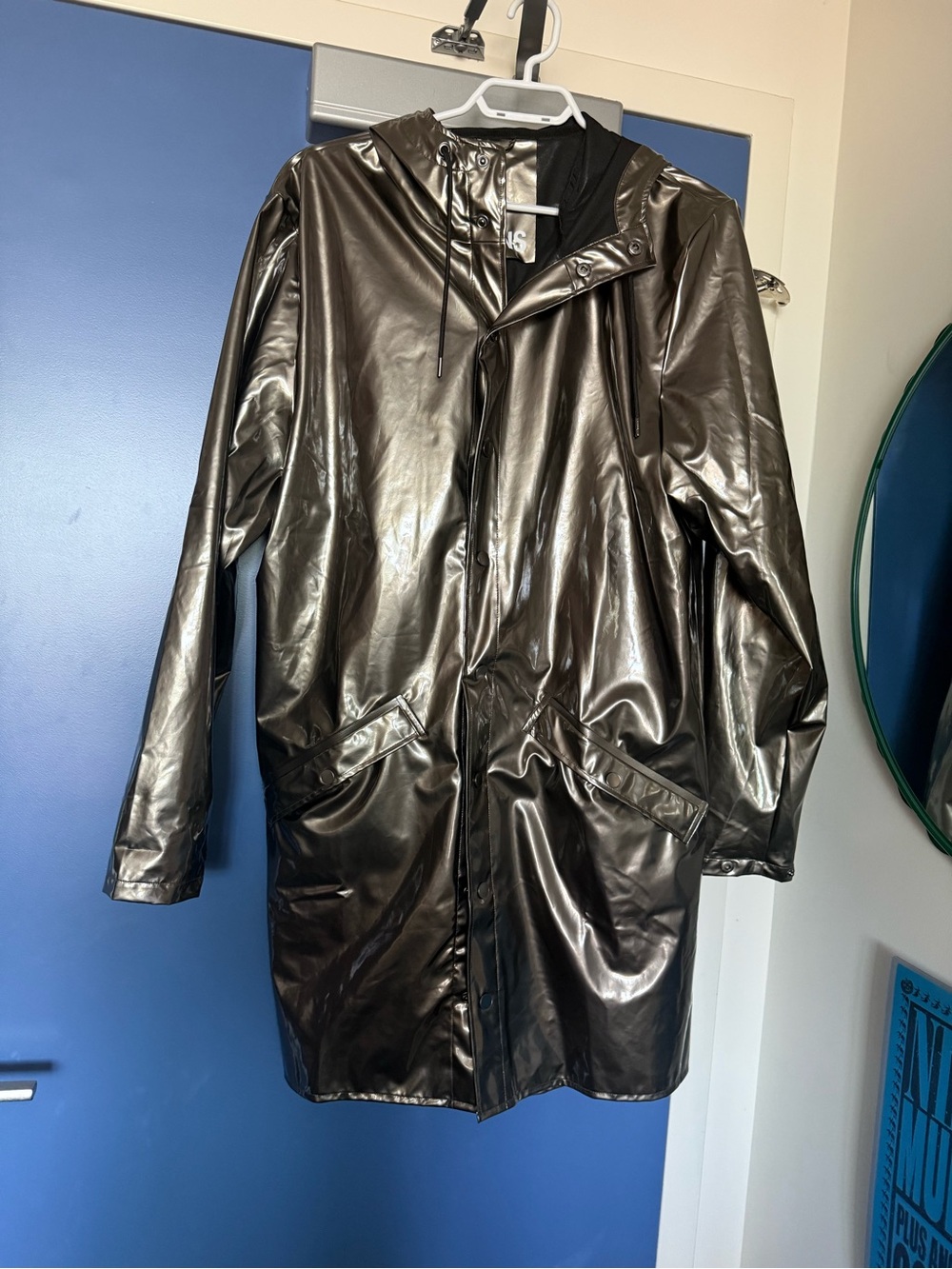 Rains Waterproof Hooded Raincoat in Silver